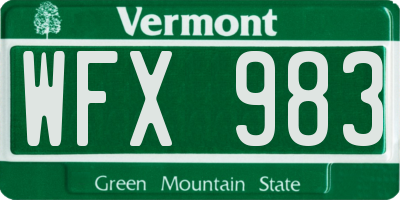 VT license plate WFX983
