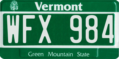 VT license plate WFX984