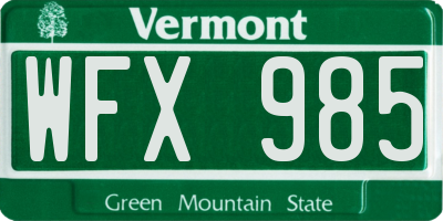 VT license plate WFX985