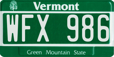 VT license plate WFX986