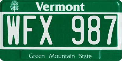 VT license plate WFX987