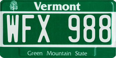 VT license plate WFX988