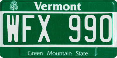 VT license plate WFX990