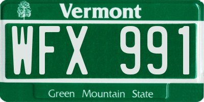 VT license plate WFX991