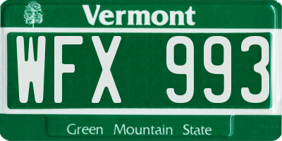 VT license plate WFX993