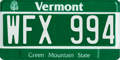 VT license plate WFX994