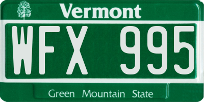 VT license plate WFX995