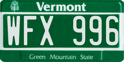 VT license plate WFX996