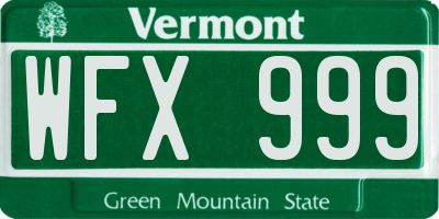 VT license plate WFX999
