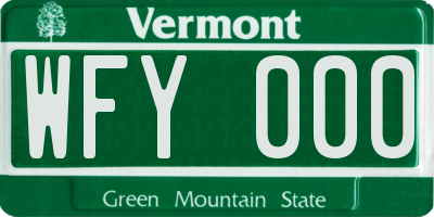 VT license plate WFY000