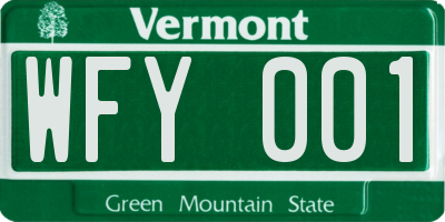 VT license plate WFY001