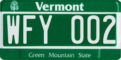 VT license plate WFY002