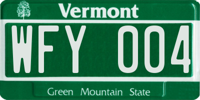 VT license plate WFY004