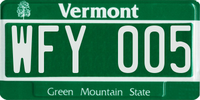VT license plate WFY005