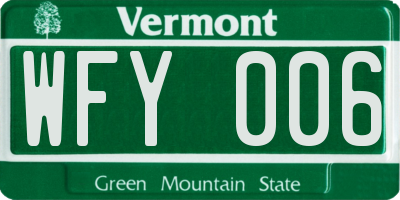 VT license plate WFY006