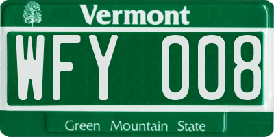 VT license plate WFY008