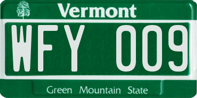 VT license plate WFY009