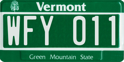 VT license plate WFY011