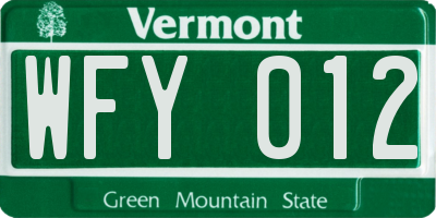 VT license plate WFY012