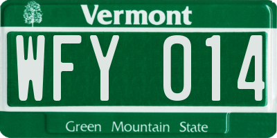 VT license plate WFY014