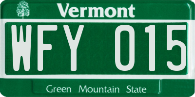 VT license plate WFY015