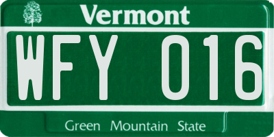 VT license plate WFY016