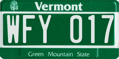 VT license plate WFY017