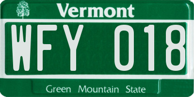 VT license plate WFY018