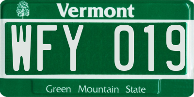 VT license plate WFY019