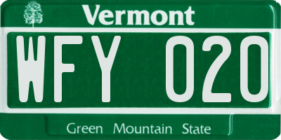 VT license plate WFY020