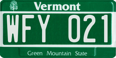 VT license plate WFY021