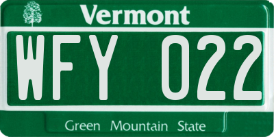 VT license plate WFY022