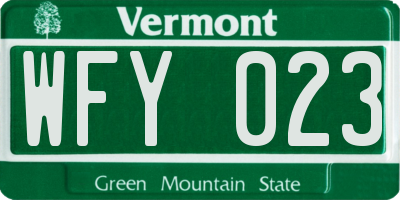 VT license plate WFY023