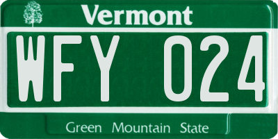 VT license plate WFY024