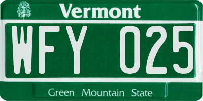 VT license plate WFY025