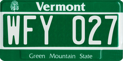 VT license plate WFY027