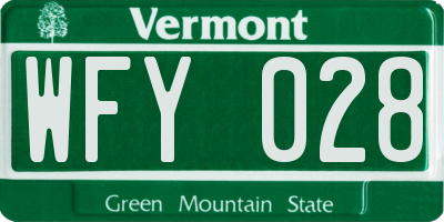 VT license plate WFY028