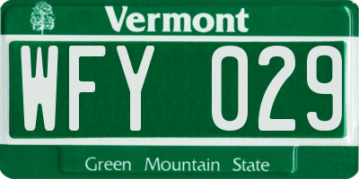 VT license plate WFY029