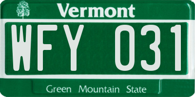 VT license plate WFY031