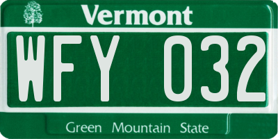 VT license plate WFY032