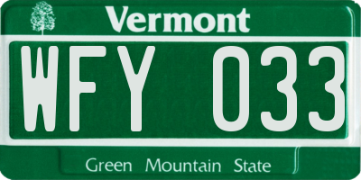 VT license plate WFY033