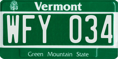 VT license plate WFY034