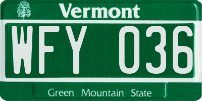 VT license plate WFY036