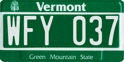 VT license plate WFY037