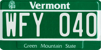 VT license plate WFY040
