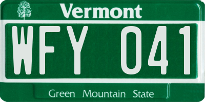 VT license plate WFY041