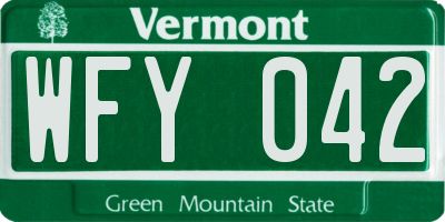 VT license plate WFY042