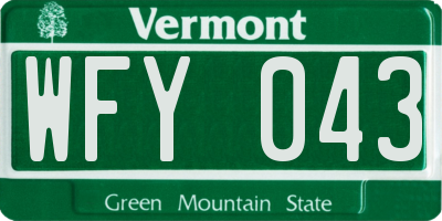VT license plate WFY043