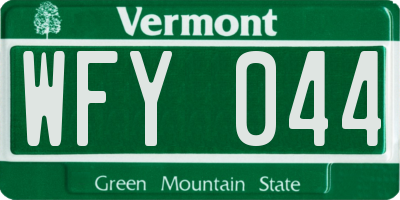 VT license plate WFY044