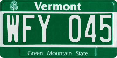 VT license plate WFY045